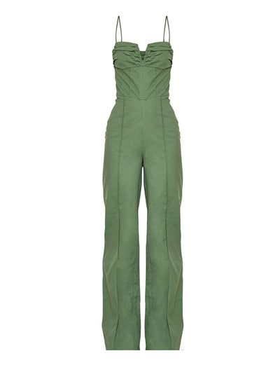 LINEN JUMPSUIT GREEN