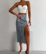 ASYMMETRIC DENIM SKIRT