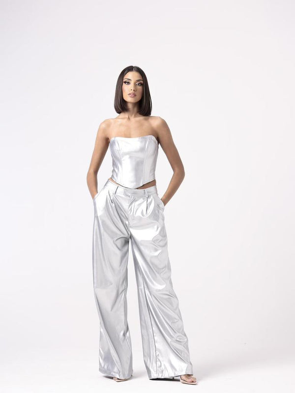 PINCED METALLIC PANTS