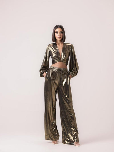 METALLIC PANTS SET