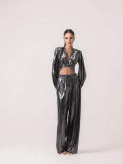 METALLIC PANTS SET