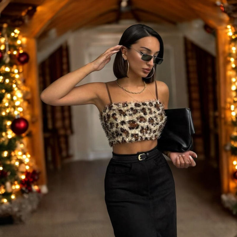 LEOPARD GLEAM CROP TOP