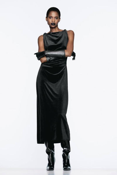 VELVET MIDI DRESS
