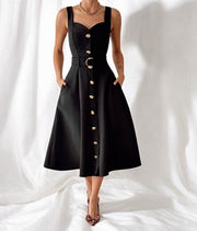 GOLDED BUTTON LONG DRESS