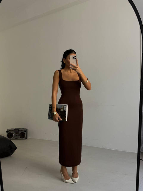 STRETCH SQUARE NECK DRESS