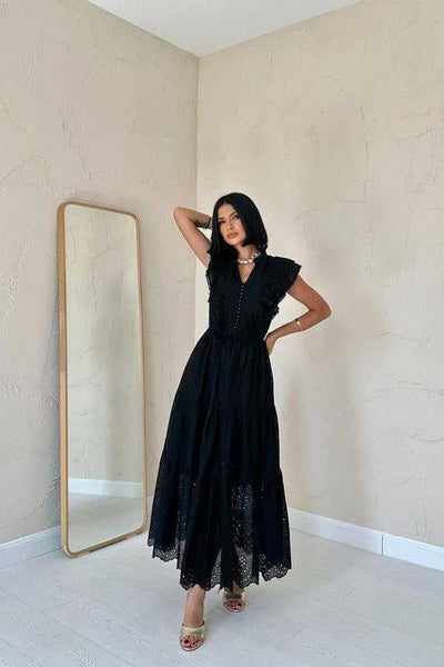 MIDNIGHT RUFFLE DRESS