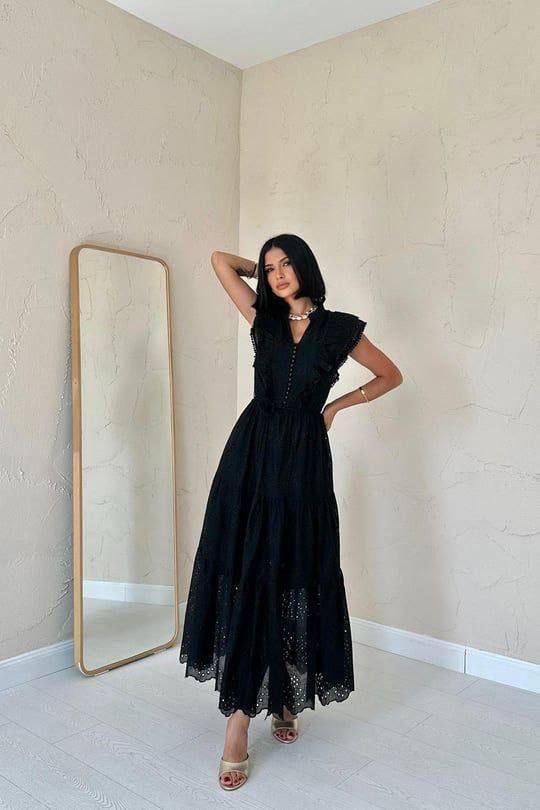 MIDNIGHT RUFFLE DRESS