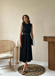 DENIM DRAPE DRESS