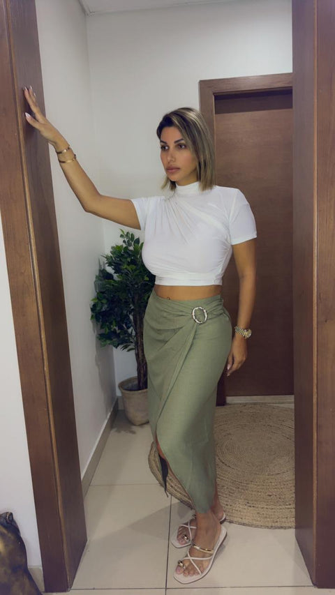 OLIVE WRAP SKIRT