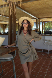 WRAP LINEN DRESS