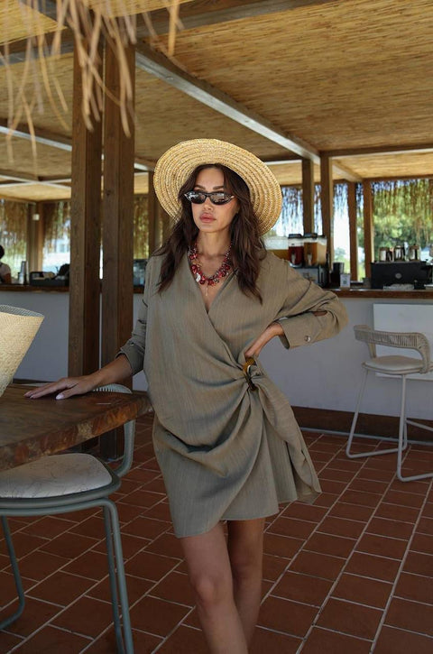 WRAP LINEN DRESS