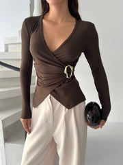 MOCHA WRAP TOP