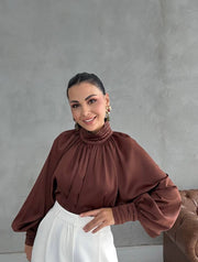 CINNAMON SATIN TOP