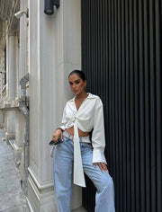 FRONT TIE CROP TOP