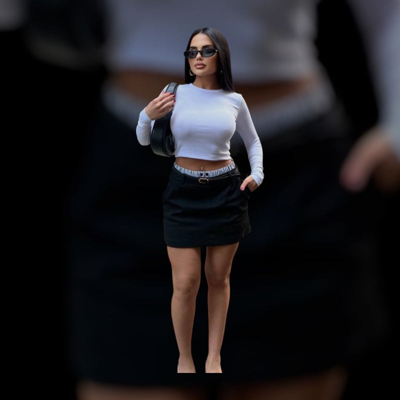 BELTED MINI SKIRT