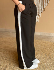 STRIPED TROUSERS WITH CONTRASTING SIDES