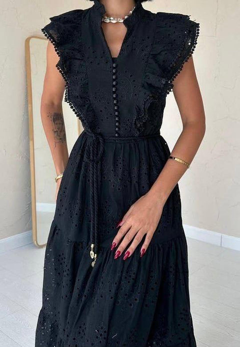 MIDNIGHT RUFFLE DRESS