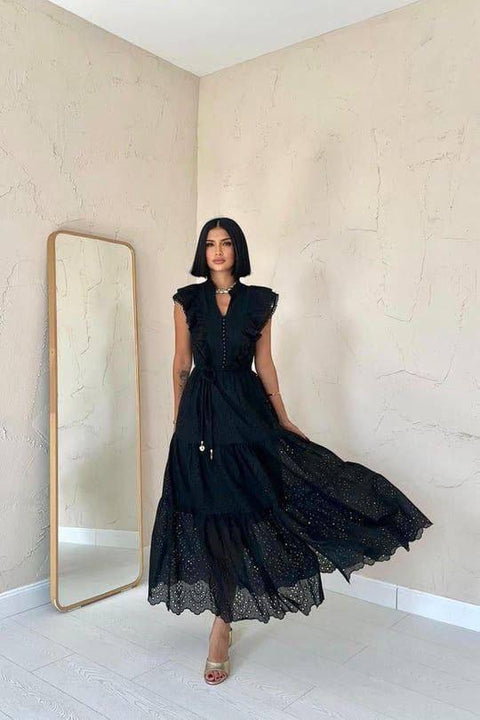 MIDNIGHT RUFFLE DRESS