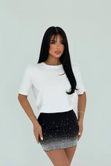 STONE DETAIL MINI SKIRT