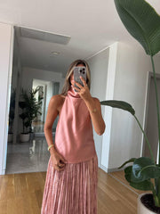 SATIN HALTER TOP