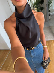 SATIN HALTER TOP
