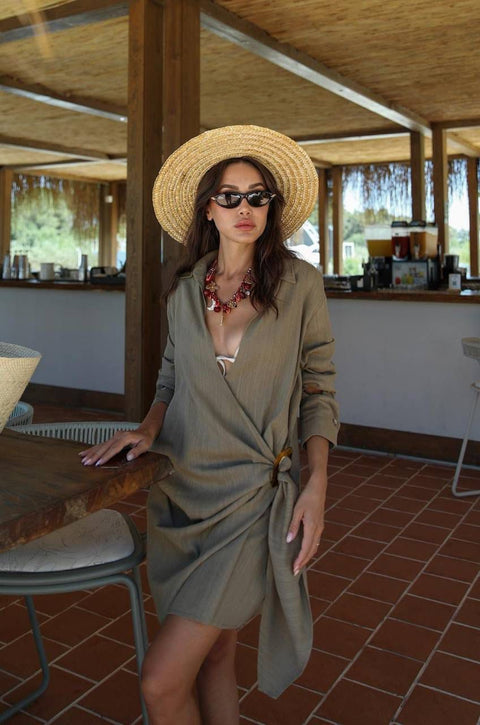 WRAP LINEN DRESS
