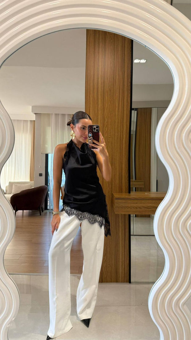 LACE SATIN TOP