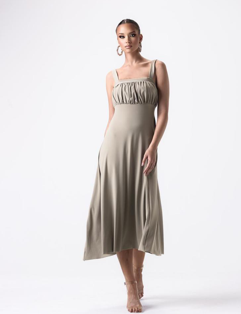 PLEATED MIDI DRESS